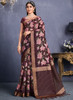 Beautiful Wine Ikat Print And Sequence Silk Saree292