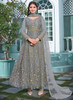 Beautiful Light Grey Multi Embroidery Designer Anarkali Suit323