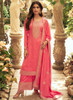 Beautiful Peach Sequence Embroidery Silk Palazzo Suit330