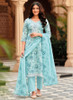 Beautiful Blue Floral Handwork Embroidery Pakistani Pant Style Suit335