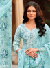 Beautiful Blue Floral Handwork Embroidery Pakistani Pant Style Suit335
