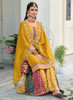 Beautiful Yellow Multi Embroidery Traditional Gharara Style Suit338