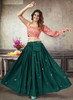 Beautiful Green Sequence Embroidery Traditional Flared Skirt And Top342