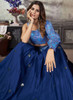 Beautiful Blue Sequence Embroidery Traditional Flared Skirt And Top344