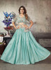 Beautiful Teal Blue Sequence Embroidery Traditional Flared Skirt And Top345