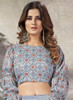 Beautiful Light Blue Sequence Embroidery Traditional Flared Skirt And Top346