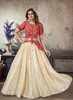 Beautiful Cream And Red Sequence Embroidery Traditional Flared Skirt And Top348