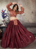 Beautiful Maroon Sequence Embroidery Traditional Flared Skirt And Top349