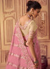 Beautiful Pink Golden Sequence Embroidered Wedding Saree367
