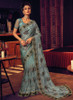 Beautiful Sea Green Sequence Embroidery Partywear Saree370