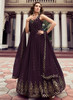 Beautiful Deep Purple Sequence Embroidery Wedding Anarkali Gown387
