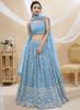Beautiful Sky Blue Sequence Embroidery Wedding Lehenga Choli402