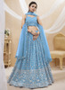 Beautiful Sky Blue Sequence Embroidery Wedding Lehenga Choli402