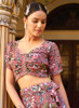 Beautiful Pink And Grey Floral Printed Silk Lehenga Choli408