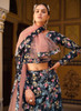 Beautiful Navy Blue And Pink Floral Printed Silk Lehenga Choli410