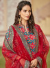 Beautiful Red Multicoloured Ikat Prints And Embroidered Silk Anarkali Gown468