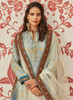 Beautiful Sky Blue Multicoloured Ikat Prints And Embroidered Silk Anarkali Gown470