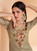 Beautiful Olive Green Multi Embroidery Festive Kurti And Gharara Suit477