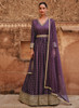 Beautiful Deep Purple Sequence Embroidery Jacquard Silk Anarkali Gown492