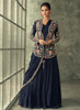 Beautiful Dark Blue Multi Embroidery Saree Gown With Jacket499