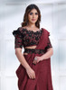 Beautiful Maroon Sequence Embroidery Silk Wedding Saree510