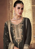 Beautiful Olive Green Sequence Embroidery Festive Palazzo Suit555