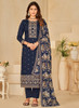 Beautiful Blue Embroidery Traditional Pant Style Suit558