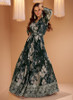 Beautiful Dark Green Foil Mirror Embroidered Printed Anarkali Gown570