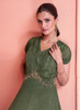 Beautiful Olive Green Sequence Embroidery Designer Anarkali Gown577