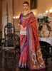 Beautiful Red Multicolored Ikat Printed Patola Silk Saree595