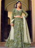 Beautiful Green And Cream Printed Crinkle Lehenga Choli665