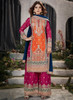 Beautiful Rani Pink And Orange Embroidery Traditional Palazzo Suit688