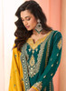 Beautiful Green And Yellow Multi Embroidery Palazzo Suit693