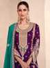 Beautiful Purple And Turquoise Embroidered Festive Palazzo Suit694