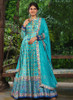 Beautiful Turquoise Sequence Embroidery Digital Printed Anarkali Suit747