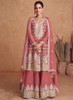 Beautiful Peach Multi Embroidery Wedding Gharara Style Suit751