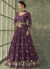 Beautiful Purple Sequence Embroidery Wedding Anarkali Pant Suit756