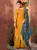 Beautiful Yellow And Turquoise Traditional Sequence Embroidery Palazzo Suit759