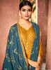 Beautiful Yellow And Turquoise Traditional Sequence Embroidery Palazzo Suit759