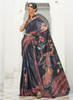 Beautiful Black Multicolored Digital Printed Crape Silk Saree761