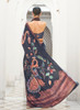 Beautiful Black Multicolored Digital Printed Crape Silk Saree761