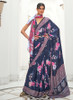 Beautiful Blue Floral Digital Printed Crape Silk Saree765