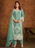 Beautiful Green Sequence Embroidery Traditional Pant Style Suit807