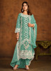 Beautiful Green Sequence Embroidery Traditional Pant Style Suit807