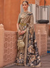 Beautiful Brown Multi Digital Printed Fancy Floral Silk Saree821