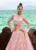 Beautiful Coral Pink Sequence Embroidery Wedding Lehenga Choli903