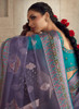 Beautiful Purple And Blue Traditional Embroidery Organza Silk Saree950