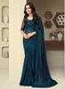 Beautiful Royal Blue Sequence Embroidery Designer Silk Saree954