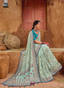 Beautiful Green And Blue Multi Embroidery Traditional Silk Saree956