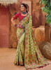 Beautiful Green And Red Multi Embroidery Traditional Silk Saree957